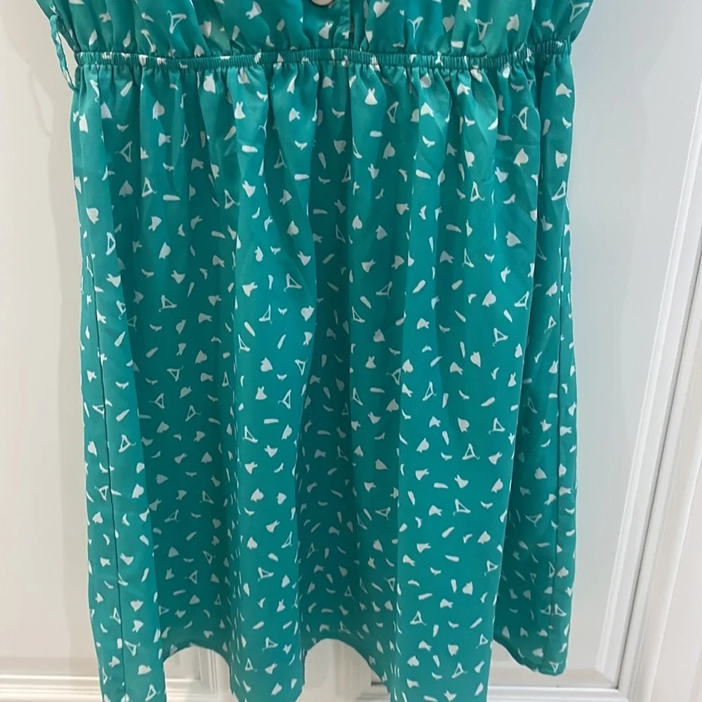 Flying Tomato Flying Green White Short Sleeve Retro Dress  size small - Picture 6 of 16
